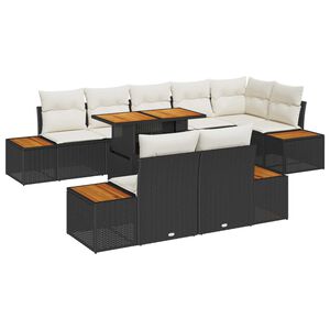 vidaXL Ensemble de salle &agrave; manger pour jardin 9 pcs Noir et Beige
