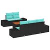 vidaXL Ensemble de canap&eacute; de jardin 6 pc Noir et turquoise polyrotin