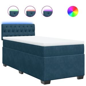 vidaXL Sommier &agrave; lattes de lit avec matelas bleu 80x200 cm velours