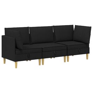 vidaXL Canap&eacute; modulaire avec rangement 3 pc Noir Tissu