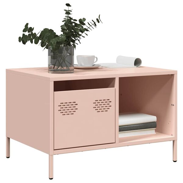 vidaXL Table basse rose 68,5x50x43,5 cm acier laminé à froid