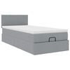 vidaXL Lit ottoman avec matelas et LED gris clair 90x200 cm tissu