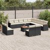 vidaXL Salon de jardin avec coussins 14 pcs noir r&eacute;sine tress&eacute;e