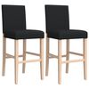 vidaXL Chaises de bar lot de 2 bois massif d'h&eacute;v&eacute;a et tissu