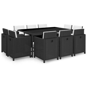 vidaXL Ensemble &agrave; manger d'ext&eacute;rieur 11 pcs coussins r&eacute;sine tress&eacute;e