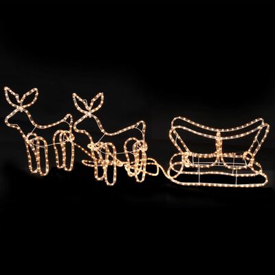 vidaXL Cordon lumineux de Noël 2 rennes et traîneau 300x24x47 cm