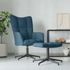vidaXL Chaise de relaxation avec tabouret Bleu Velours