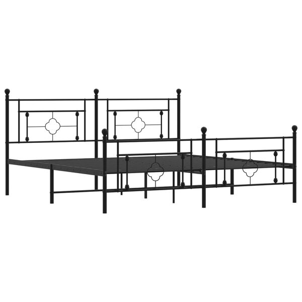vidaXL Cadre de lit m&eacute;tal sans matelas avec pied de lit noir 183x213cm