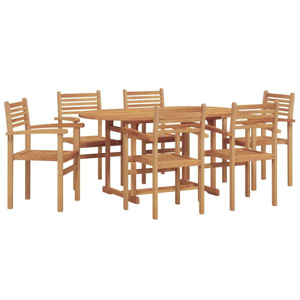 vidaXL Ensemble de salle &agrave; manger pour jardin 7 pcs Naturel