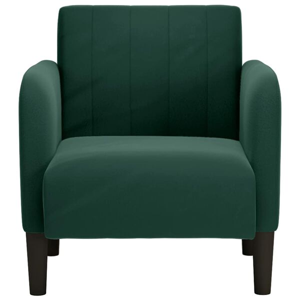 vidaXL Fauteuil avec accoudoirs vert fonc&eacute; 54 cm velours