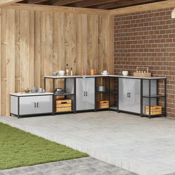 vidaXL Rangement de cuisine avec &eacute;tag&egrave;re Argent 60 x 50 x 92 cm Acier