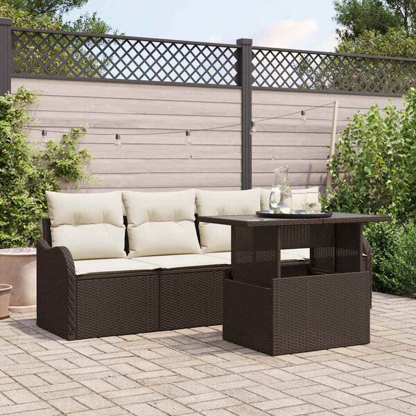 vidaXL Ensemble de canap&eacute; de jardin 5 pcs Marron Poly rotin