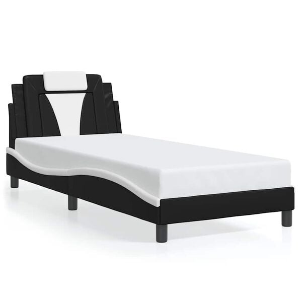 vidaXL Cadre de lit Viana sans matelas noir et blanc 80x200 cm similicuir