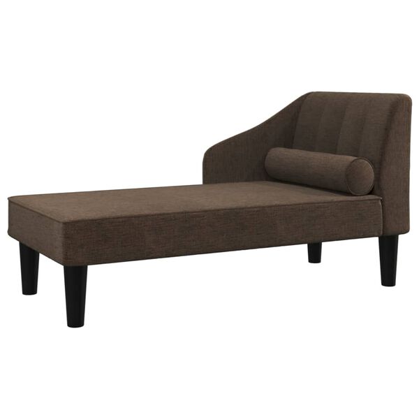 vidaXL Chaise longue avec traversin marron fonc&eacute; tissu