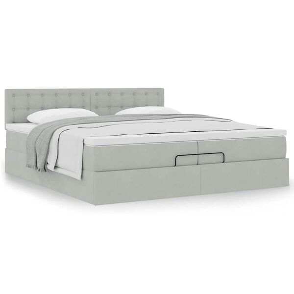 VidaXL Cadre de lit ottoman avec matelas gris clair 200x200 cm velours