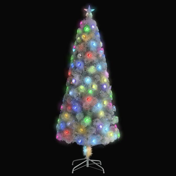 vidaXL Arbre de Noël artificiel pré-éclairé blanc 240 cm fibre optique