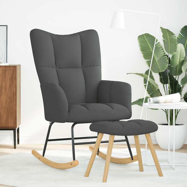 vidaXL Chaise à bascule avec repose-pied Gris foncé Tissu