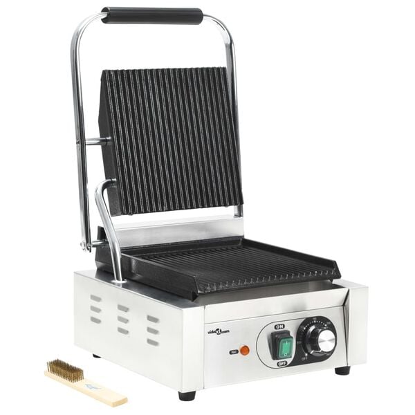 vidaXL Grill pour panini rainur&eacute; Acier inoxydable 1800 W 31x30,5x20 cm