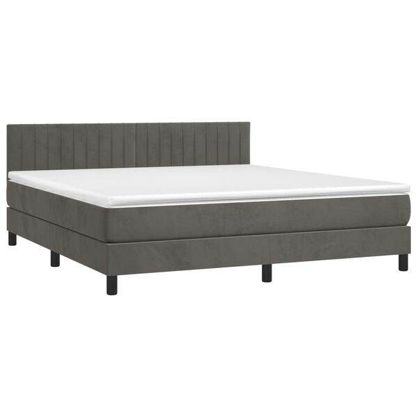 vidaXL Sommier &agrave; lattes de lit avec matelas LED Gris fonc&eacute; 180x200 cm