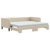 vidaXL Lit de jour avec gigogne et matelas cr&egrave;me 90x200 cm tissu