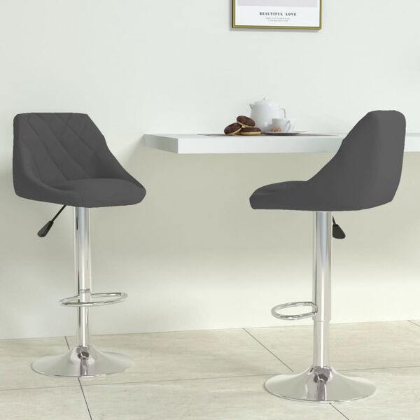 vidaXL Tabourets de bar lot de 2 gris foncé velours
