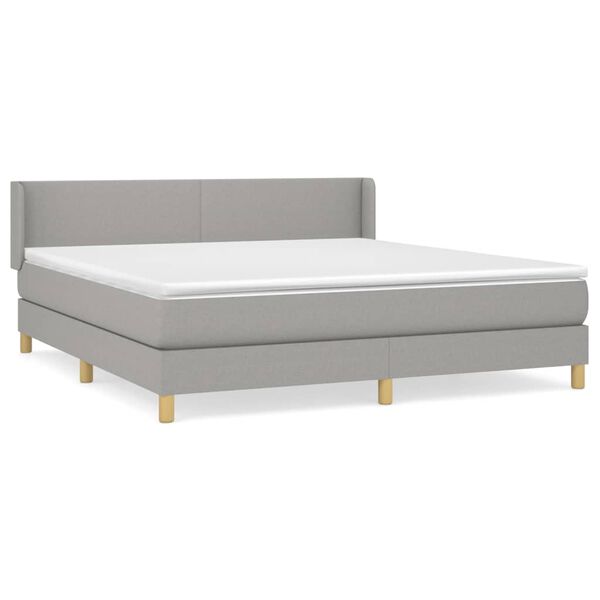vidaXL Sommier &agrave; lattes de lit avec matelas Gris clair 160x200cm Tissu