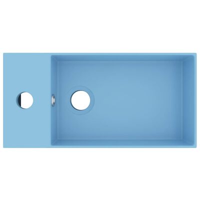 vidaXL Lavabo de salle de bain avec trop-plein Céramique Bleu clair