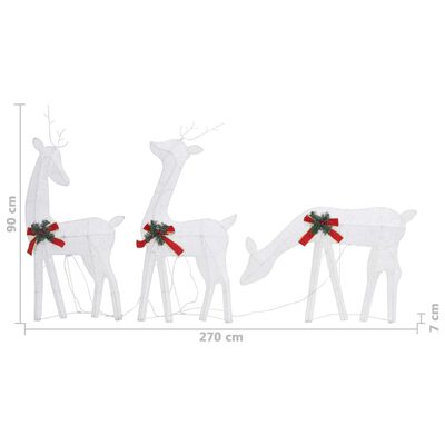 vidaXL Famille de rennes de Noël 270x7x90 cm Blanc Blanc froid Maille