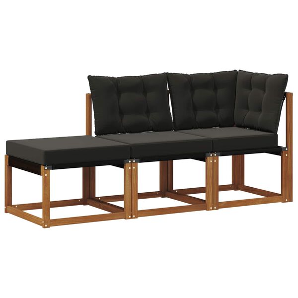 vidaXL Canap&eacute;s modulaires d'ext&eacute;rieur avec coussin 3 Pi&egrave;ce Naturel