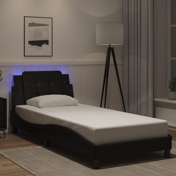 vidaXL Cadre de lit avec LED sans matelas Zadar noir 80x200 cm