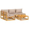 vidaXL Salon de jardin 5 pcs avec coussins taupe bois massif