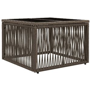 vidaXL Table de Jardin Gris et Noir 55 x 55 x 37 cm Rattan PE et Verre