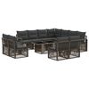 vidaXL Ensemble de canap&eacute; de jardin 12 pc Gris et Gris fonc&eacute; polyrotin