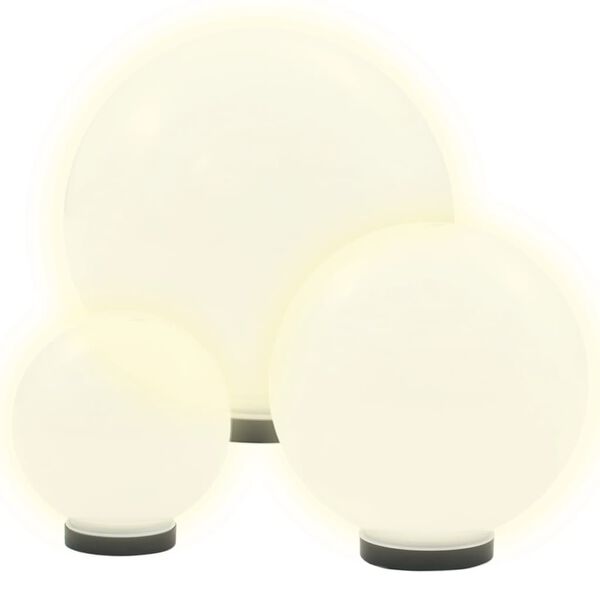vidaXL Jeu de lampe boule &agrave; LED 3 pcs PMMA sph&eacute;rique 20/30/40 cm