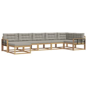 vidaXL Ensemble de canap&eacute;s d'ext&eacute;rieur 7 pcs Blanc et gris clair