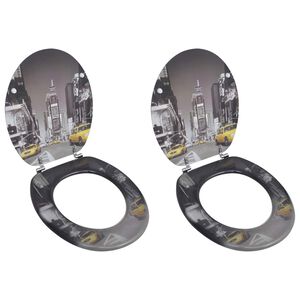 vidaXL Si&egrave;ges de toilette avec couvercles 2 pcs MDF New York