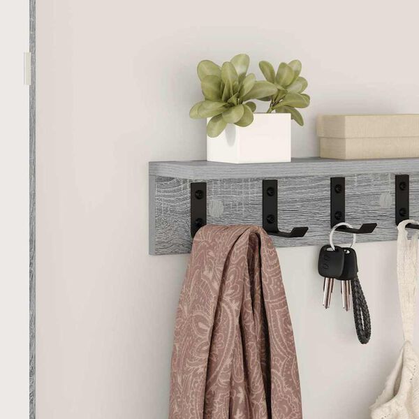 vidaXL Porte-manteau mural Gris Sonoma 40 x 10,5 x 10,5 cm