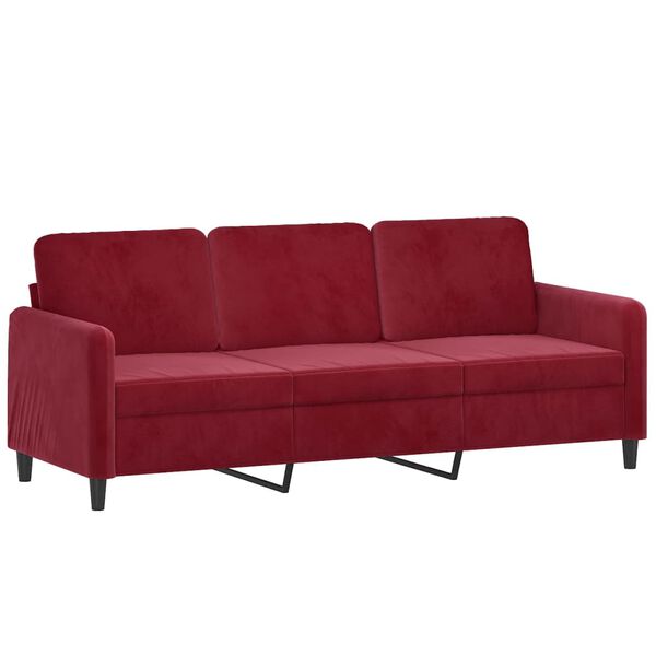 vidaXL Canap&eacute; &agrave; 3 places et repose-pieds Rouge bordeaux 180 cm Velours