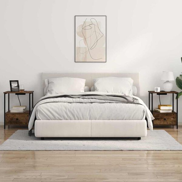 vidaXL Cabinet de chevet Ch&ecirc;ne fum&eacute; 42 x 41 x 56 cm Bois d'ing&eacute;nierie