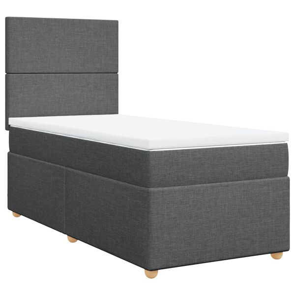 vidaXL Sommier à lattes de lit avec matelas Gris foncé 100x200cm Tissu
