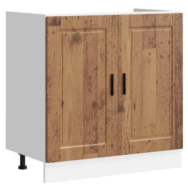 vidaXL Meuble sous &eacute;vier Porto 2 pcs Marron Bois d'ing&eacute;nierie
