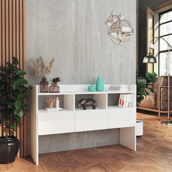 vidaXL Buffet Blanc brillant 105x30x70 cm Bois d’ingénierie