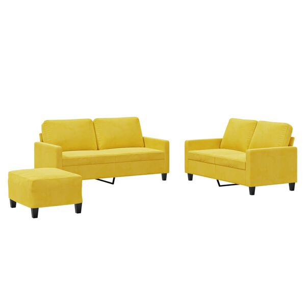 vidaXL Ensemble de canap&eacute;s 3 pcs avec coussins Jaune Velours