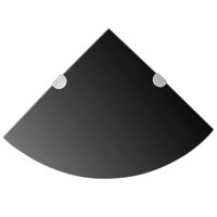 vidaXL Étagères d'angle 2 pcs et supports chromés Verre Noir 25x25 cm