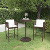 vidaXL Meubles de bar de jardin 3pcs et coussins Résine tressée Marron