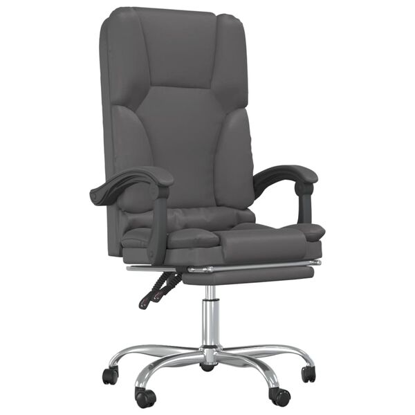 vidaXL Fauteuil de massage inclinable de bureau Gris Similicuir