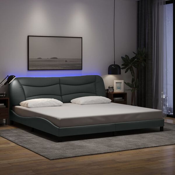 vidaXL Cadre de lit avec LED sans matelas Hvar gris clair 200x200 cm tissu