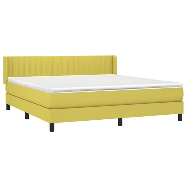 vidaXL Sommier &agrave; lattes de lit avec matelas Vert 180x200 cm Tissu