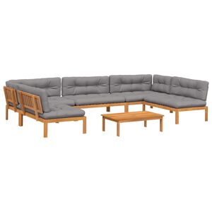 vidaXL Salon palette de jardin avec coussins 6pcs bois d'acacia massif