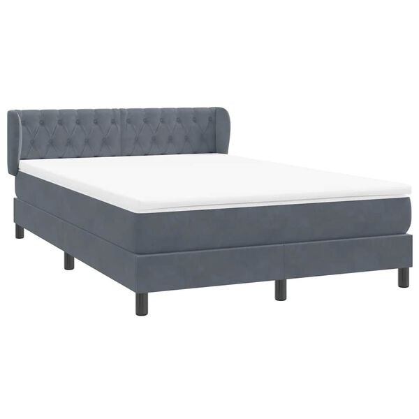 vidaXL Sommier &agrave; lattes de lit et matelas gris fonc&eacute; 140x220cm velours